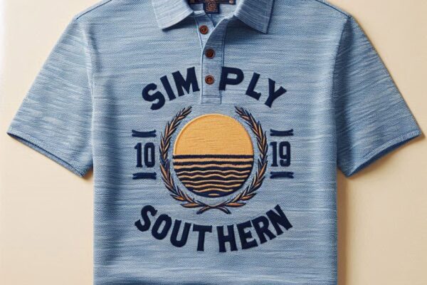 simply southern mens knit polo - hthr blue