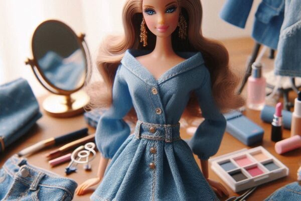 Fashion Doll Long Blue Denim Barbie Skirt