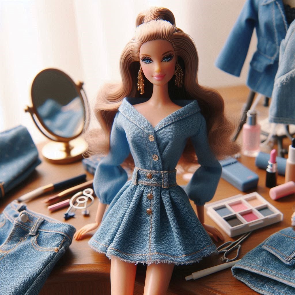 Fashion Doll Long Blue Denim Barbie Skirt