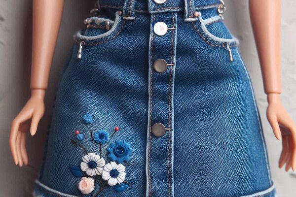 Long Blue Denim Barbie Doll Skirt