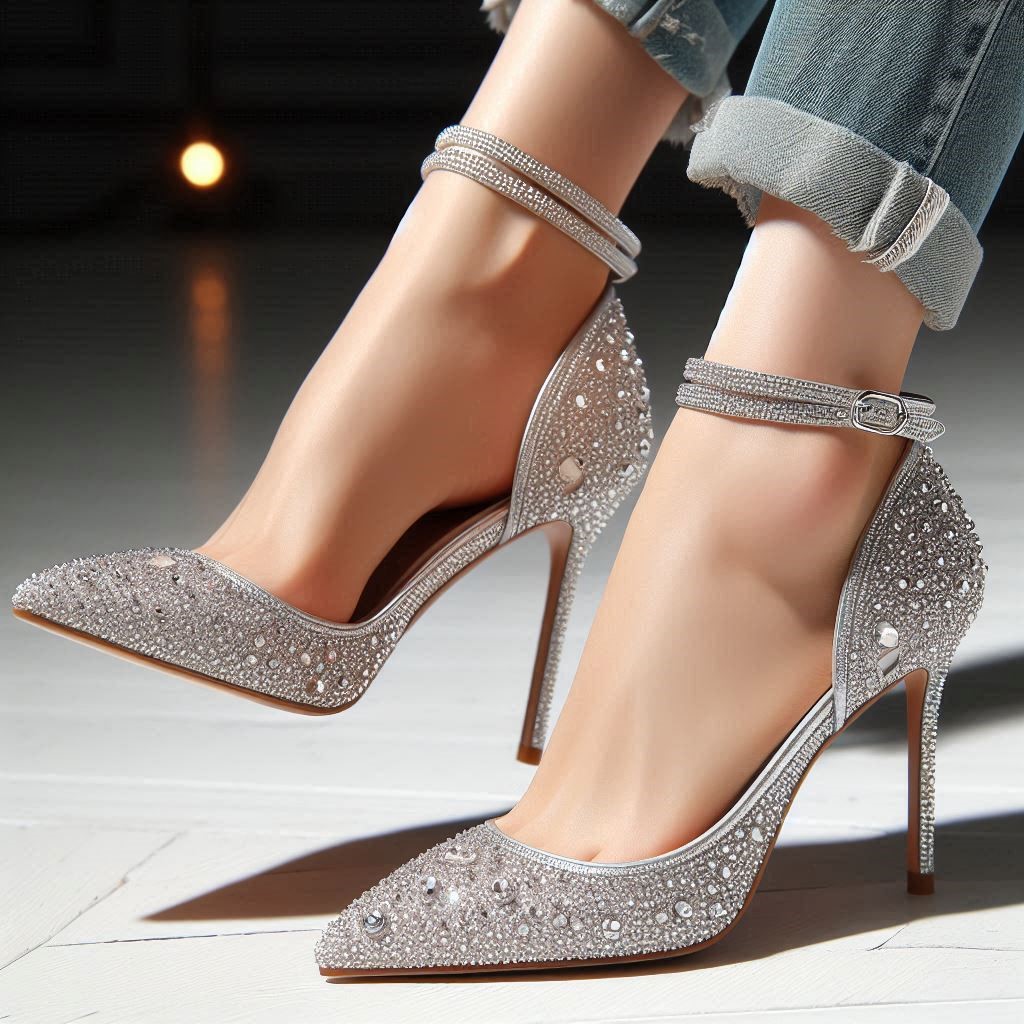 Silver Rhinestone Heels