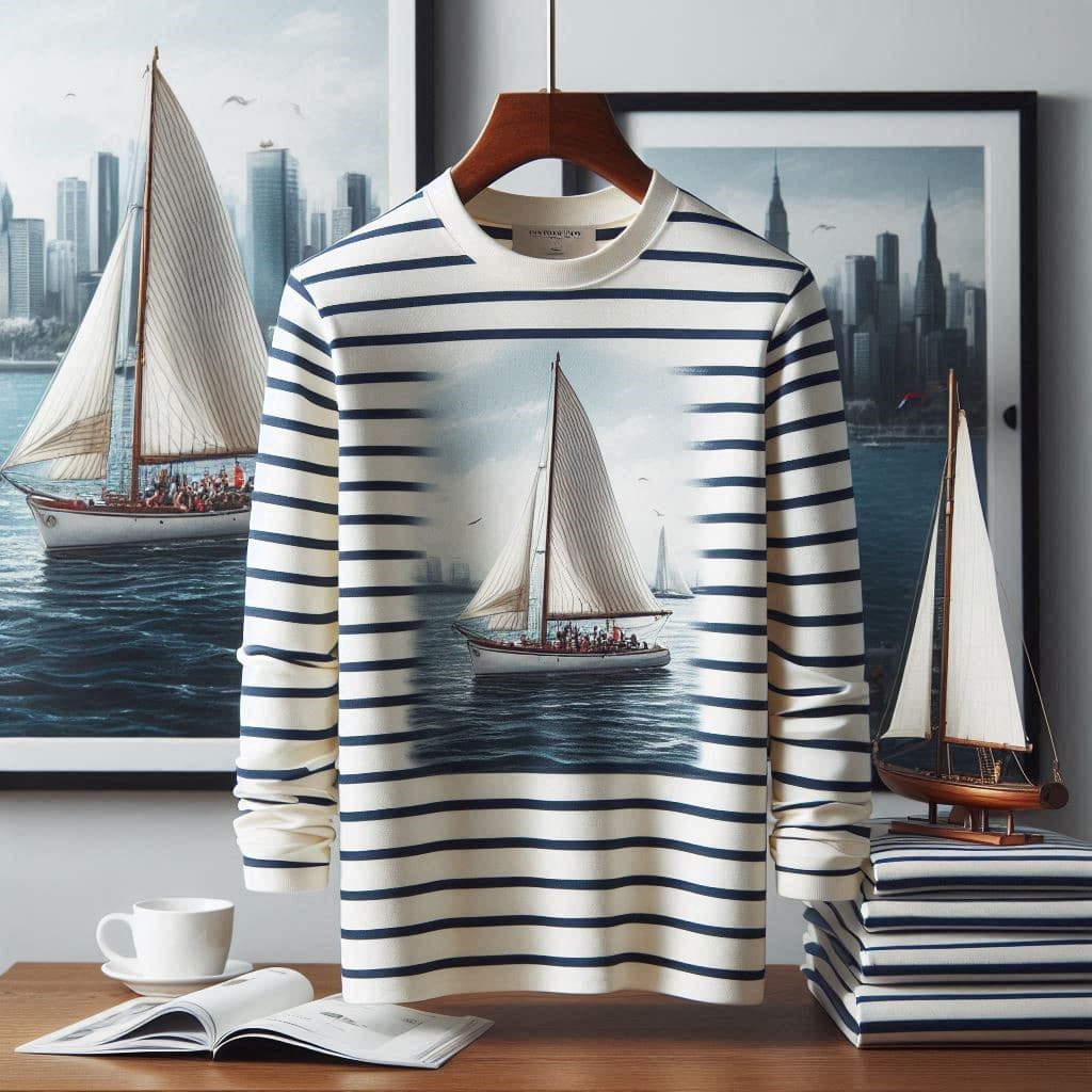 Classic Fit Striped Boatneck Shirt